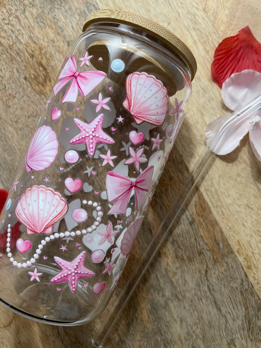 ⭐️ Tasse en verre - Coquillage et perles - 16OZ