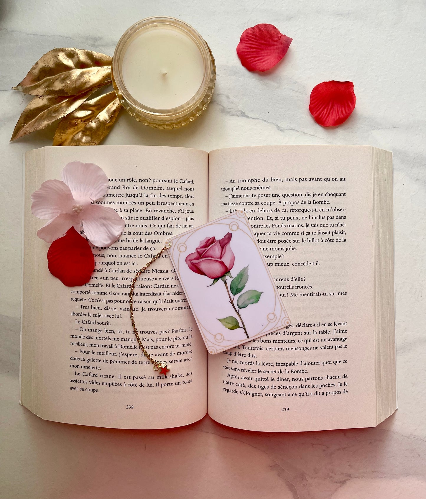 ⭐️ Marque page " Le coeur de rose "